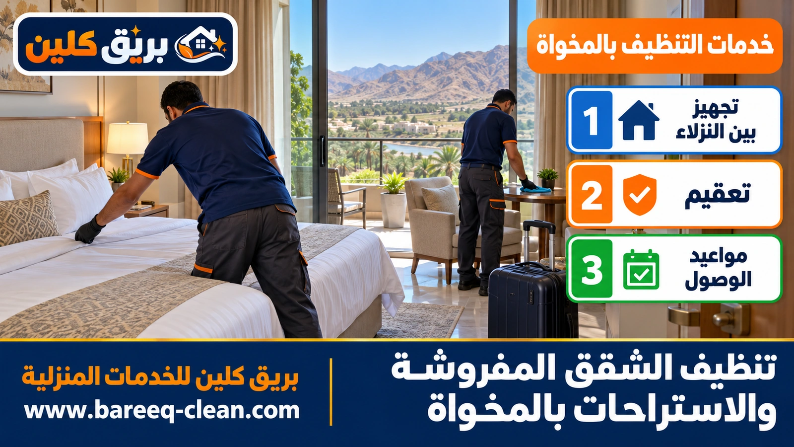 تنظيف الشقق المفروشة والاستراحات بالمخواة